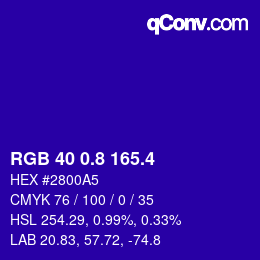 カラーコード: RGB 40 0.8 165.4 | qconv.com