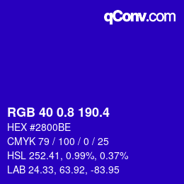 カラーコード: RGB 40 0.8 190.4 | qconv.com