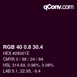 カラーコード: RGB 40 0.8 30.4 | qconv.com