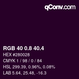 カラーコード: RGB 40 0.8 40.4 | qconv.com
