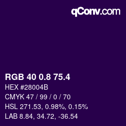 カラーコード: RGB 40 0.8 75.4 | qconv.com