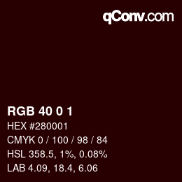 カラーコード: RGB 40 0 1 | qconv.com
