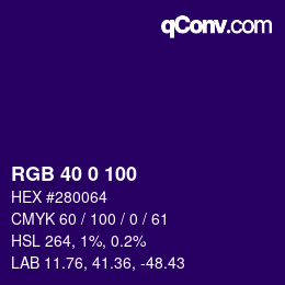 カラーコード: RGB 40 0 100 | qconv.com