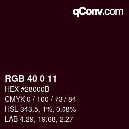 Color code: RGB 40 0 11 | qconv.com