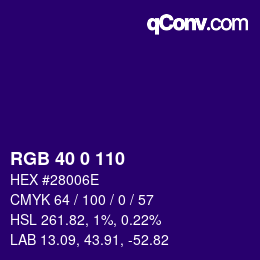 Color code: RGB 40 0 110 | qconv.com