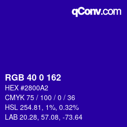 Color code: RGB 40 0 162 | qconv.com