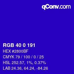 Color code: RGB 40 0 191 | qconv.com