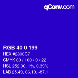カラーコード: RGB 40 0 199 | qconv.com