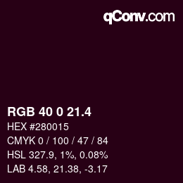 カラーコード: RGB 40 0 21.4 | qconv.com