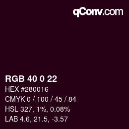 Color code: RGB 40 0 22 | qconv.com