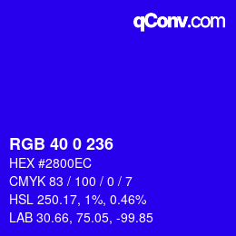 Color code: RGB 40 0 236 | qconv.com
