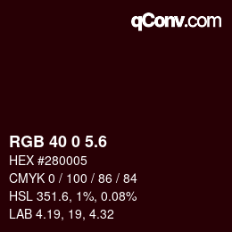 カラーコード: RGB 40 0 5.6 | qconv.com