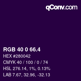 カラーコード: RGB 40 0 66.4 | qconv.com
