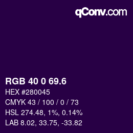 カラーコード: RGB 40 0 69.6 | qconv.com