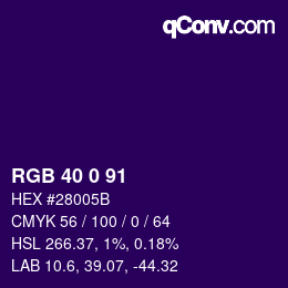 Color code: RGB 40 0 91 | qconv.com