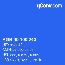 颜色代码: RGB 40 100 240 | qconv.com