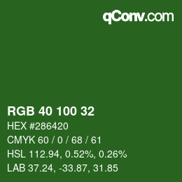 Color code: RGB 40 100 32 | qconv.com