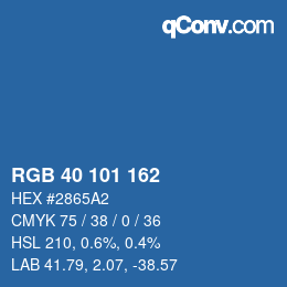 Color code: RGB 40 101 162 | qconv.com