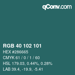 Color code: RGB 40 102 101 | qconv.com