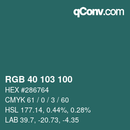 Color code: RGB 40 103 100 | qconv.com
