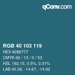 颜色代码: RGB 40 103 119 | qconv.com