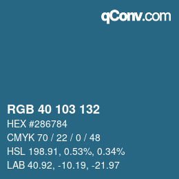 カラーコード: RGB 40 103 132 | qconv.com