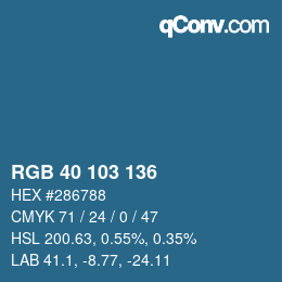 Color code: RGB 40 103 136 | qconv.com