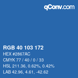 カラーコード: RGB 40 103 172 | qconv.com