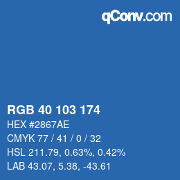 颜色代码: RGB 40 103 174 | qconv.com