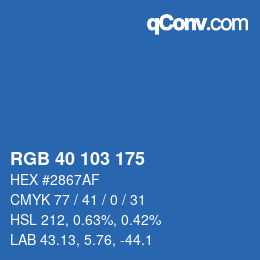 颜色代码: RGB 40 103 175 | qconv.com