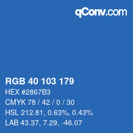 Color code: RGB 40 103 179 | qconv.com