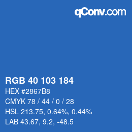 Color code: RGB 40 103 184 | qconv.com