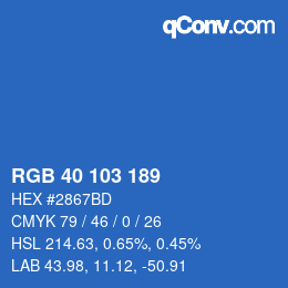 カラーコード: RGB 40 103 189 | qconv.com