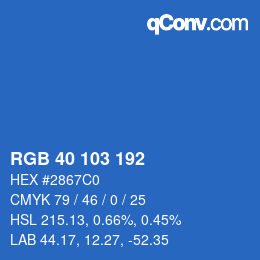 Color code: RGB 40 103 192 | qconv.com