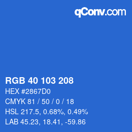 Color code: RGB 40 103 208 | qconv.com