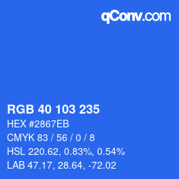 Color code: RGB 40 103 235 | qconv.com