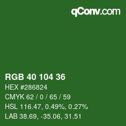 Farbcode: RGB 40 104 36 | qconv.com