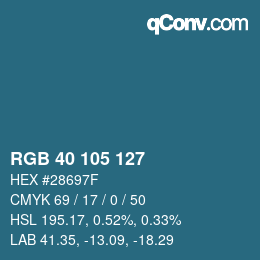 Color code: RGB 40 105 127 | qconv.com