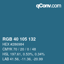カラーコード: RGB 40 105 132 | qconv.com