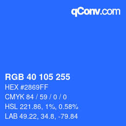 カラーコード: RGB 40 105 255 | qconv.com