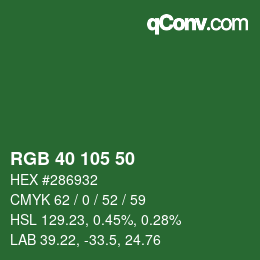 Color code: RGB 40 105 50 | qconv.com