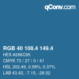 カラーコード: RGB 40 108.4 149.4 | qconv.com