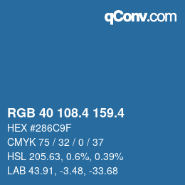 カラーコード: RGB 40 108.4 159.4 | qconv.com