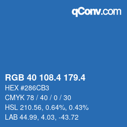 カラーコード: RGB 40 108.4 179.4 | qconv.com