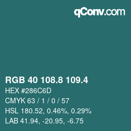 カラーコード: RGB 40 108.8 109.4 | qconv.com