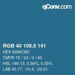 カラーコード: RGB 40 108.8 141 | qconv.com