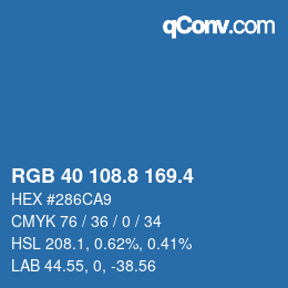 カラーコード: RGB 40 108.8 169.4 | qconv.com