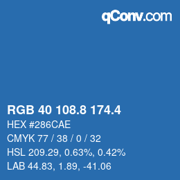 カラーコード: RGB 40 108.8 174.4 | qconv.com