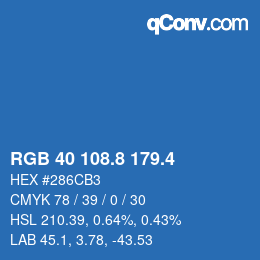 カラーコード: RGB 40 108.8 179.4 | qconv.com