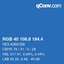 カラーコード: RGB 40 108.8 184.4 | qconv.com